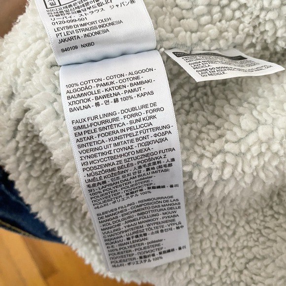 Levis Sherpa Lined Trucker Jacket Mens 3XL Blue Long Sleeve Snap Denim Classic - Picture 16 of 16